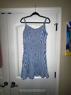 Old Navy Blue and White Striped Sundress with Spaghetti Straps